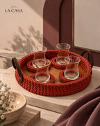 handcrafted crochet serving tray set