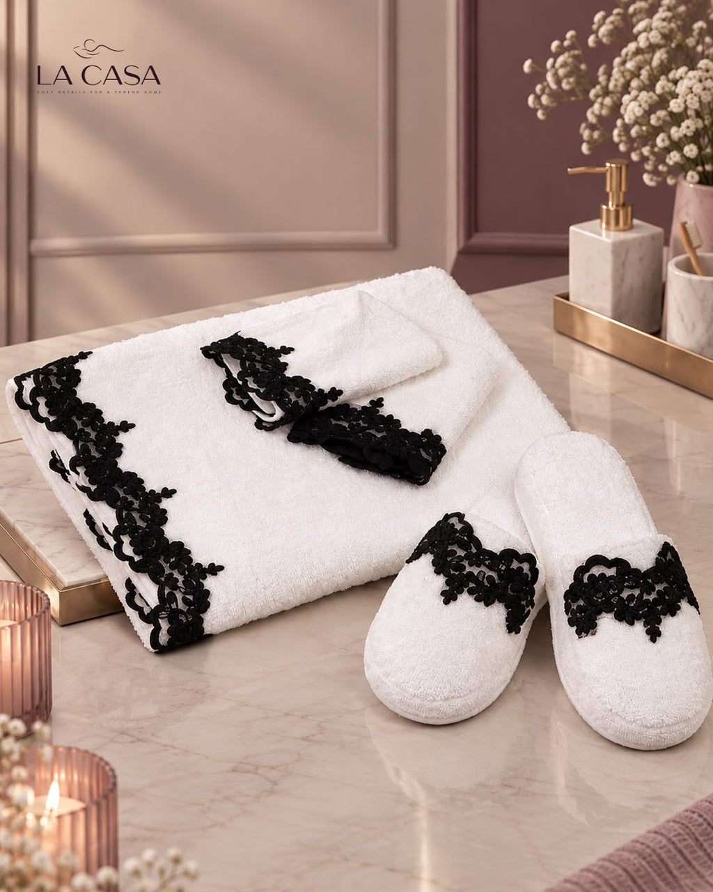 towels and slipper set