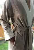 sand coler bathrobe with linen line